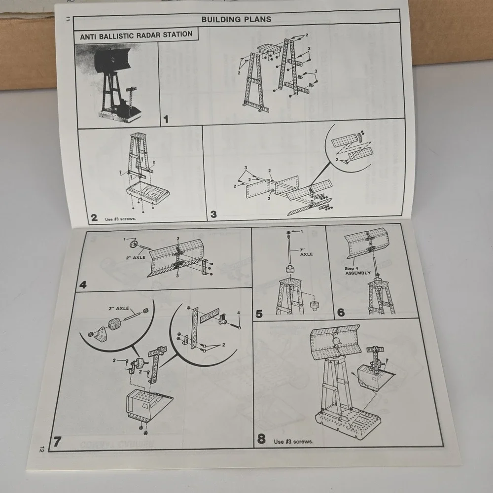 Vintage Ideal Erector Motorized Battle Brigade Set 1981 Box Manual Parts Lot USA